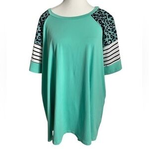 Emory Rose Raglan Mixed Pattern Short Sleeve Top Size 3X